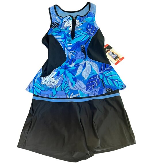 Women's‎ NWT ZeroXposur Scuba Blue Tankini 2 Piece Swimsuit Size Medium - Picture 2 of 8